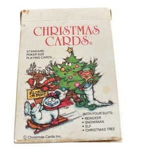 VTG Christmas Playing Cards standard Poker Size Reindeer Elf Tree Snowman 1986